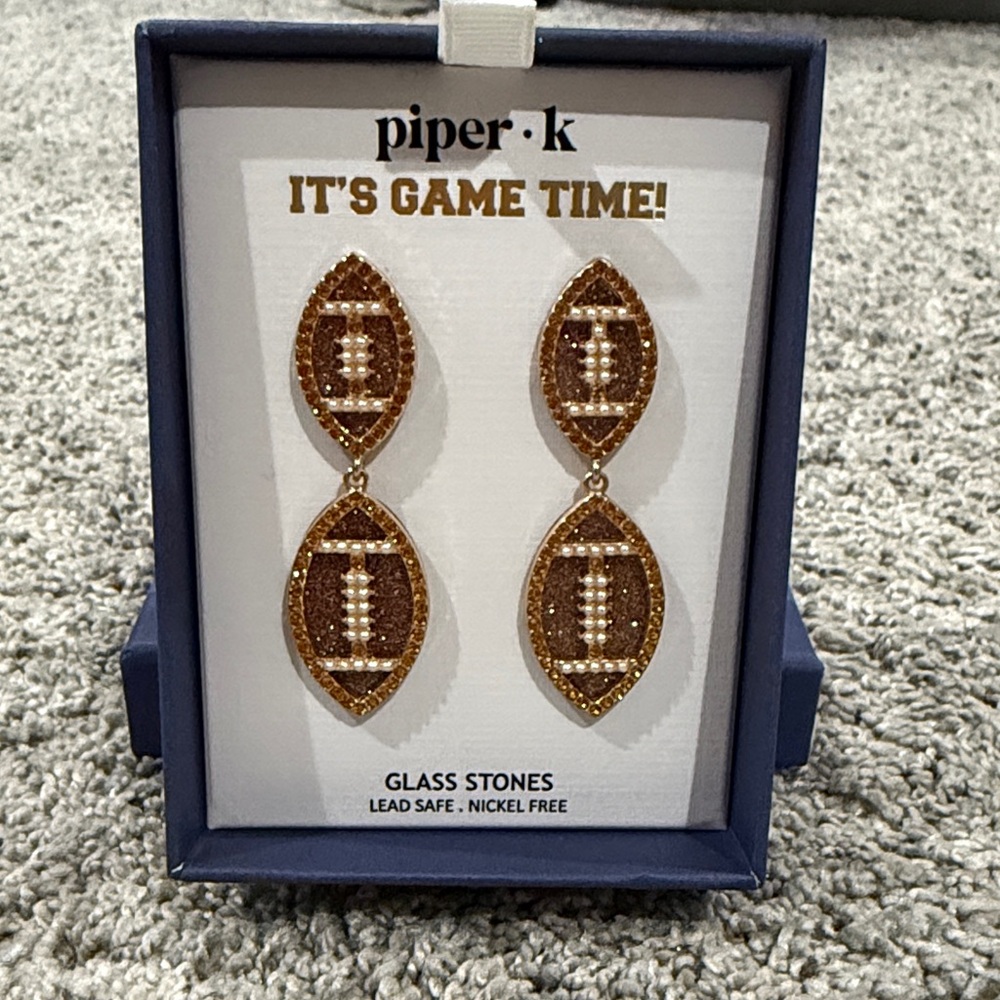Piper K Football Earrings